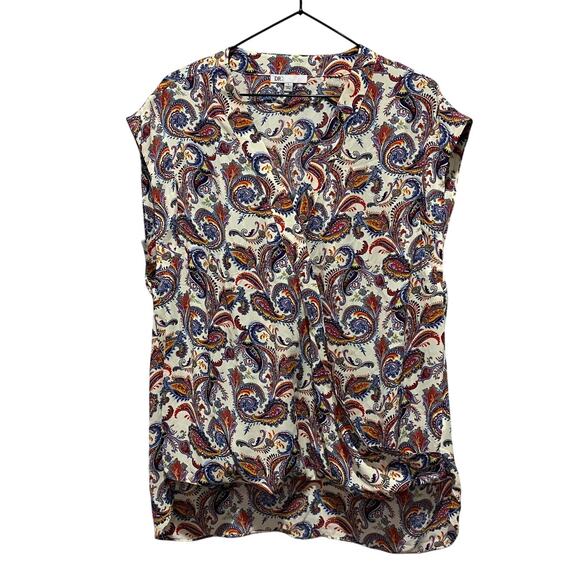 Daniel Rainn DR2 Women's Paisley Print Short sleeve Blouse Sz L Boho Western - Picture 1 of 9
